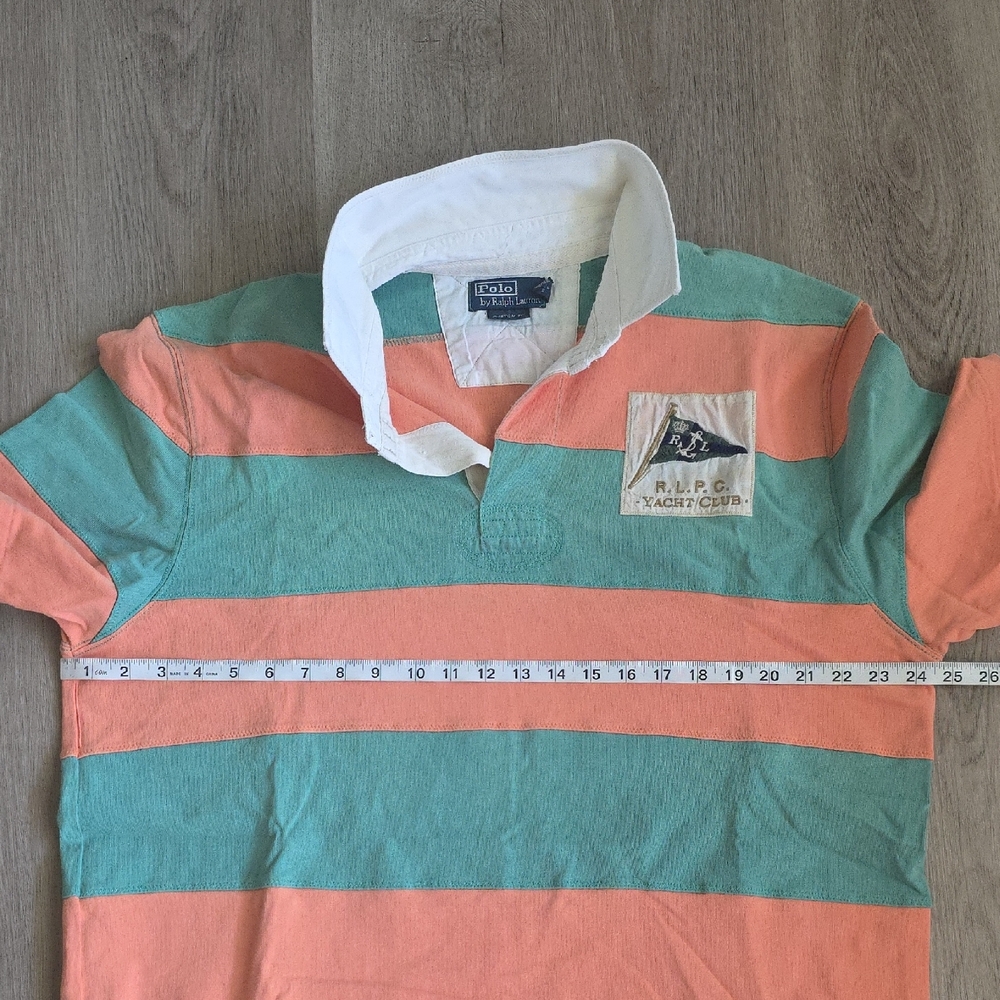 Vintage Polo Ralph Lauren Orange and Green Yacht Rugby - Picture 6 of 7